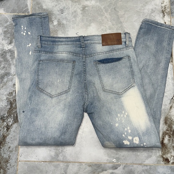 WAIMEA Skinny Fit Painted Seam Wearable Art-to-Wear Emo Grunge Punk Denim Jeans - Picture 6 of 7